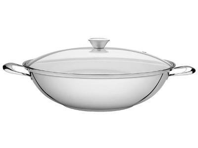 Panela Wok Tramontina Ventura em Inox com Tampa de Vidro Ø 34 cm