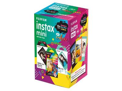 Filme Instantâneo Fujifilm Instax Color Sky Blue Rainbow Black 30 Uni