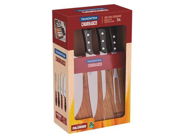 Jogo para Churrasco Tramontina Cabo em Madeira Castanho 5 Peças - 4