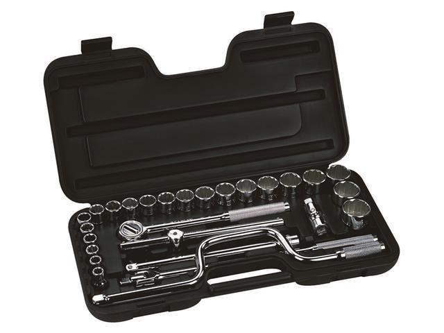 JOGO DE SOQUETES ESTRIADOS EM MILÍMETROS (ENCAIXE 1/2) - 29 PECAS - 1