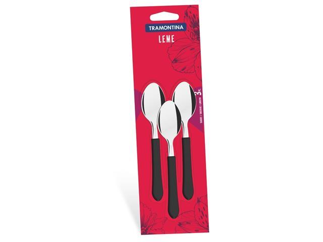 Conjunto de Colheres de Chá Tramontina Leme Preto 3 Peças - 1