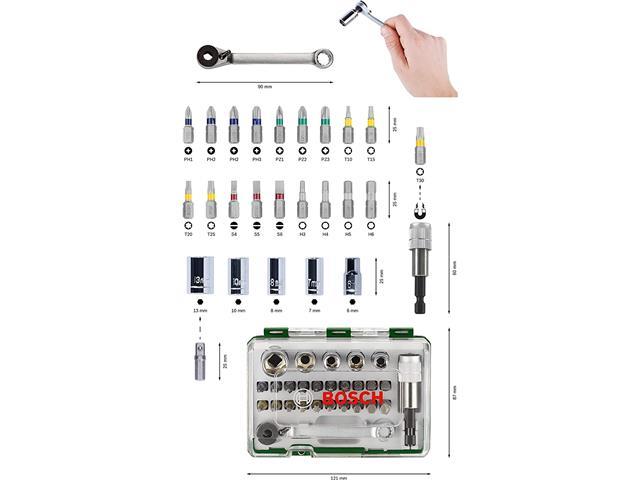Kit de Pontas e Soquetes para Parafusar Bosch com 27 Peças - 3