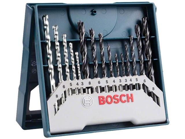Jogo Brocas Alvenaria/Metal/Madeira Bosch Mini X-line 15 Peças - 1