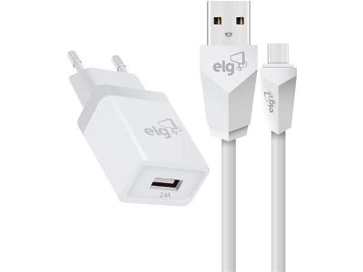 Kit ELG KTC10WC Carregador de Parede + Cabo para Recarga Branco