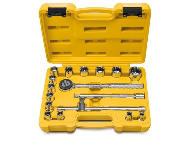 Jogo de Soquetes Estriados Encaixe 1/2" Tramontina com Maleta 17 Peças - 1