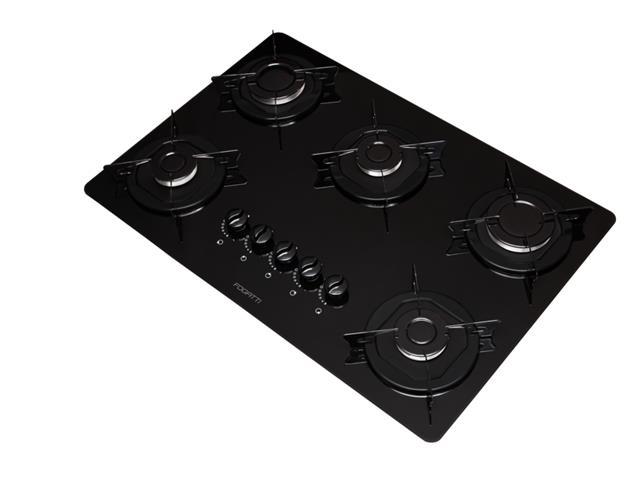 Cooktop Fogatti Mesa de Vidro Preto Esmaltado Bivolt 5 Bocas - 1