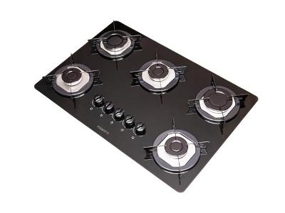 Cooktop Fogatti Mesa de Vidro Preto Flange Inox Bivolt 5 Bocas