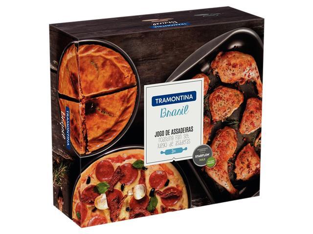Jogo de Assadeiras Tramontina Brasil Antiaderente Max Grafite 3 Peças - 2