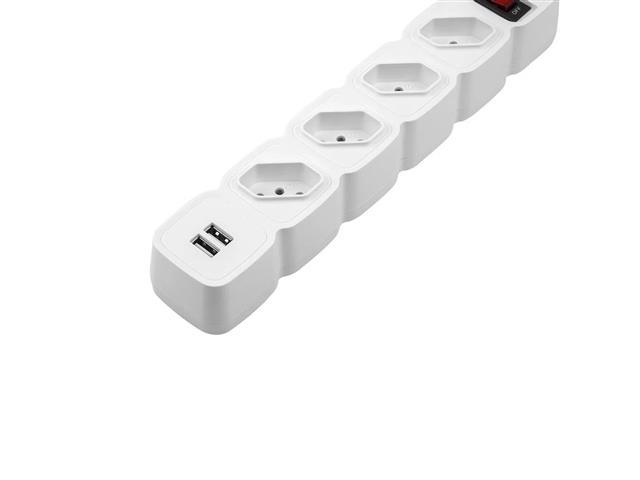Filtro de Linha Intelbras com 4 Tomadas e 2 USB EPE 204 Branco - 2