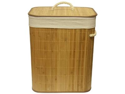 Cesto de Bambu Claro Mimo Style com Tampa para Roupas Sujas
