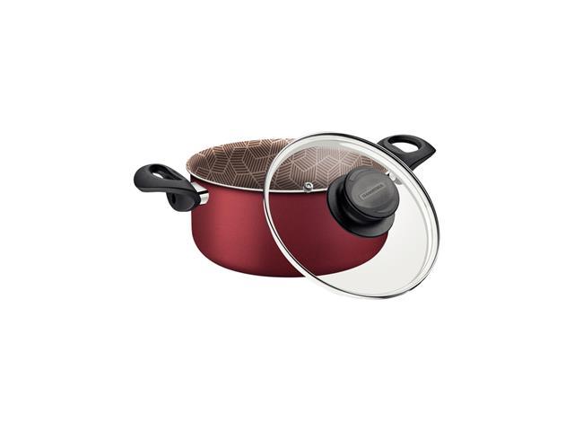 Caçarola Tramontina Paris Antiaderente Tampa de Vidro Vermelha 18CM - 1