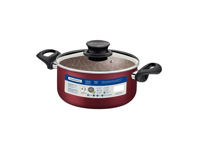 Caçarola Tramontina Paris Antiaderente Tampa de Vidro Vermelha 24CM - 4