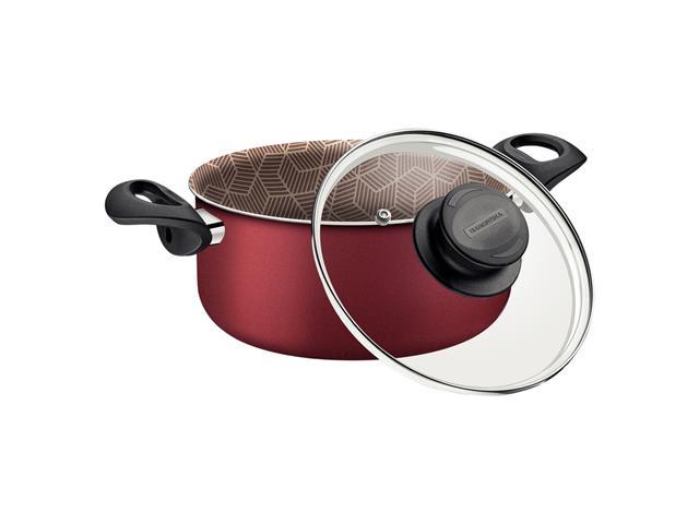Caçarola Tramontina Paris Antiaderente Tampa de Vidro Vermelha 28CM - 1