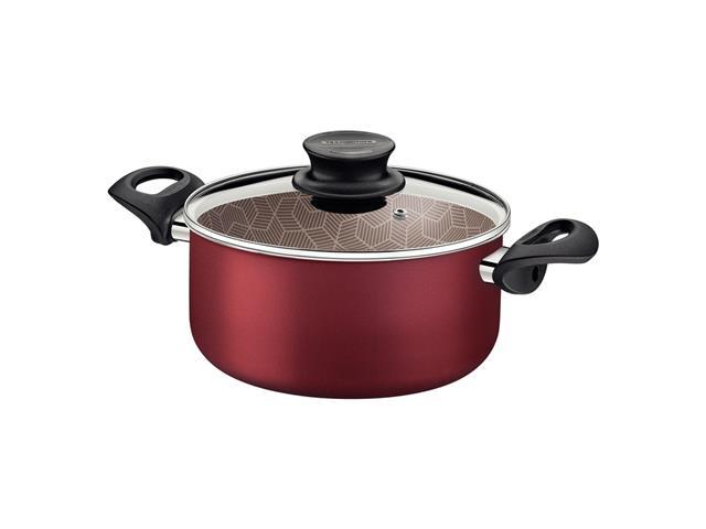 Caçarola Tramontina Paris Antiaderente Tampa de Vidro Vermelha 28CM - 2