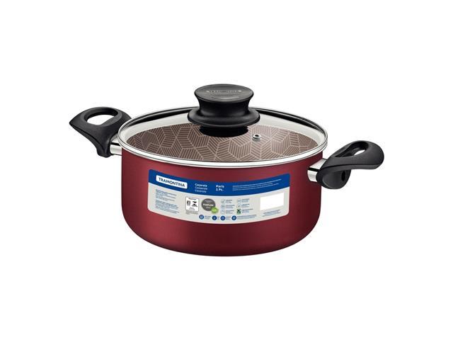 Caçarola Tramontina Paris Antiaderente Tampa de Vidro Vermelha 28CM - 4