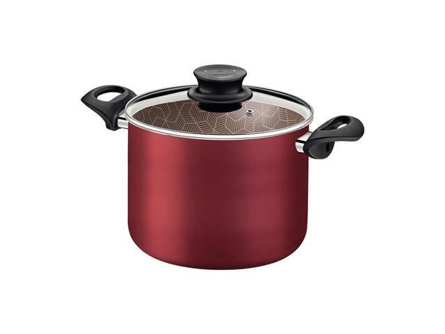 Caldeirão Tramontina Paris Antiaderente Tampa de Vidro Vermelho 24CM - 1