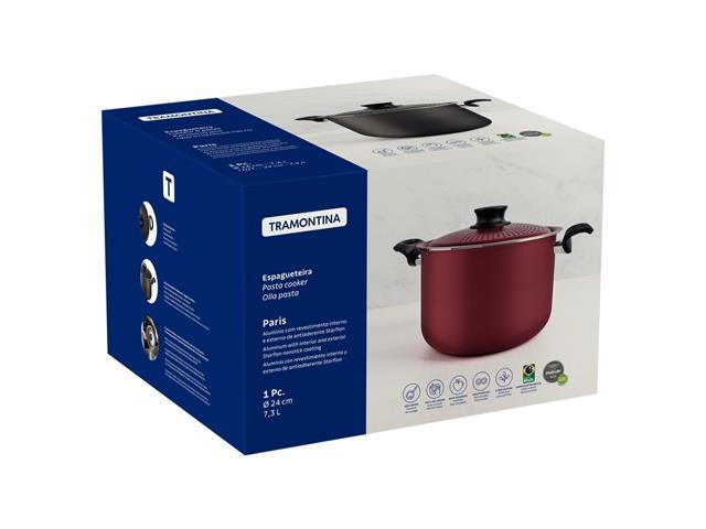 Espagueteira Tramontina Paris Antiaderente Vermelha 24CM 7.3 Litros - 3