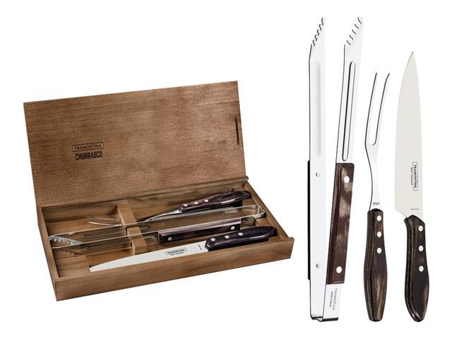 Jogo para Churrasco Tramontina com Estojo de Madeira 3 Peças - 1