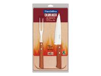 Jogo Trinchante Tramontina Churrasco Cabos de Madeira Natural 3 Peças - 3