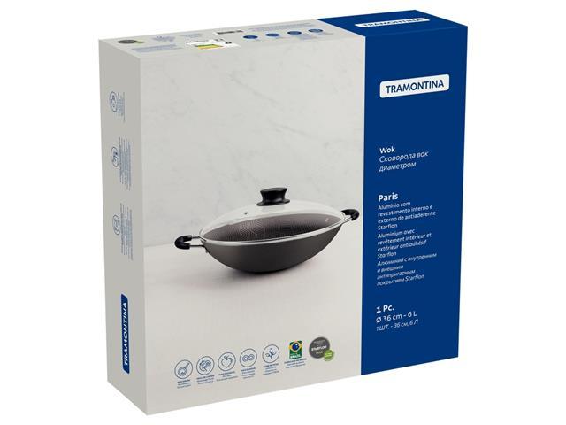 Panela Wok Tramontina Paris Antiaderente Chumbo Tampa de Vidro 36CM - 4