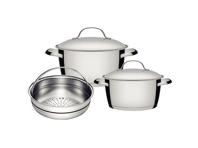 Jogo de Panelas Tramontina Allegra em Inox com Fundo Triplo 3 Peças - 1
