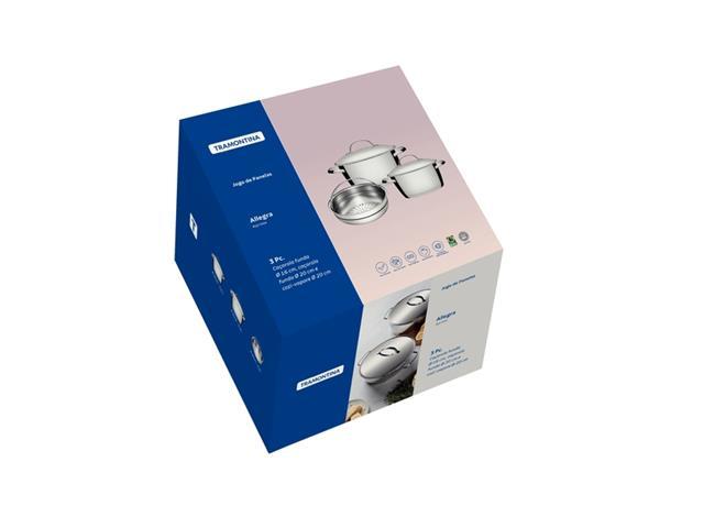 Jogo de Panelas Tramontina Allegra em Inox com Fundo Triplo 3 Peças - 2