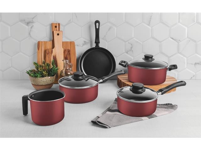 Jogo de Panelas Tramontina Caribe Antiaderente Vermelho 5 Peças - 2