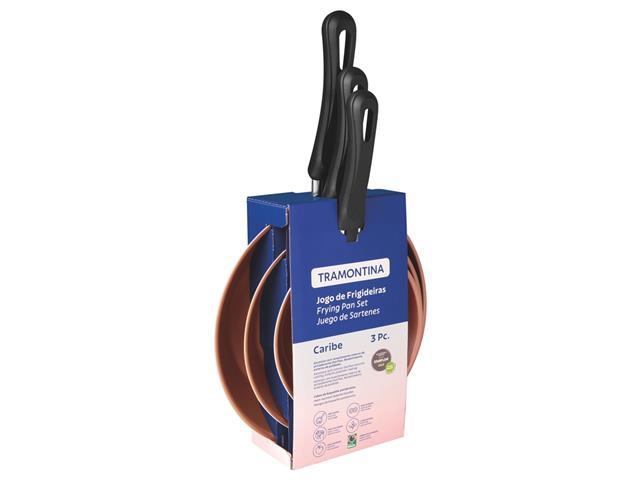 Jogo de Frigideiras Tramontina Caribe Antiaderente Preto 3 Peças - 2