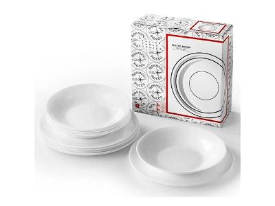 Conjunto de Pratos Bormioli Rocco White Moon Branco 12 Peças
