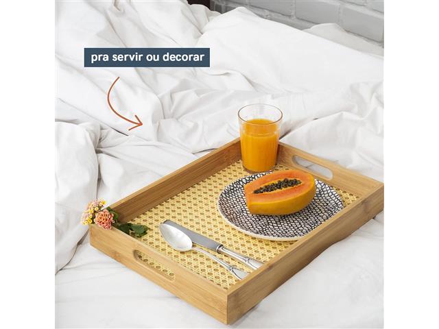 Bandeja de Bambu Oikos com Palinha Retangular 39CM - 4