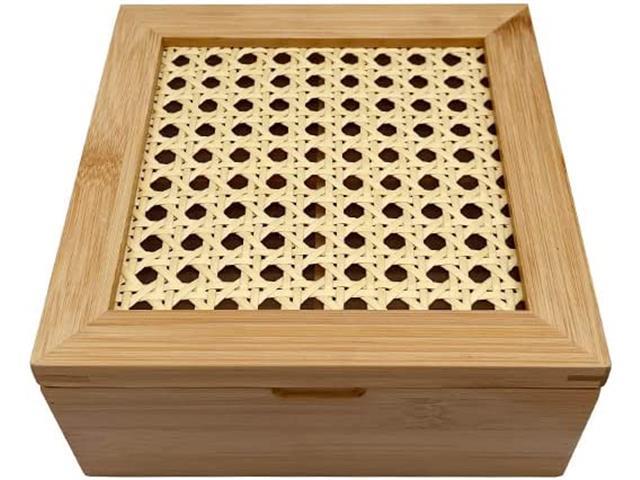 Caixa Decorativa Oikos Palha Indiana e Bambu 4 Nichos - 1