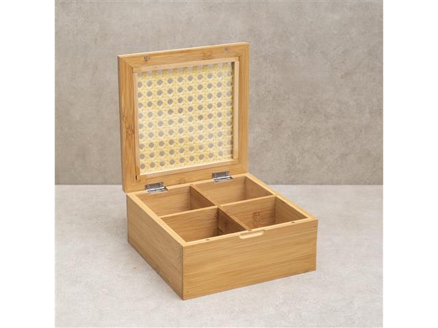 Caixa Decorativa Oikos Palha Indiana e Bambu 4 Nichos - 3