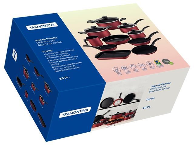 Jogo de Panelas Tramontina Turim Antiaderente Vermelho 10 Peças - 3