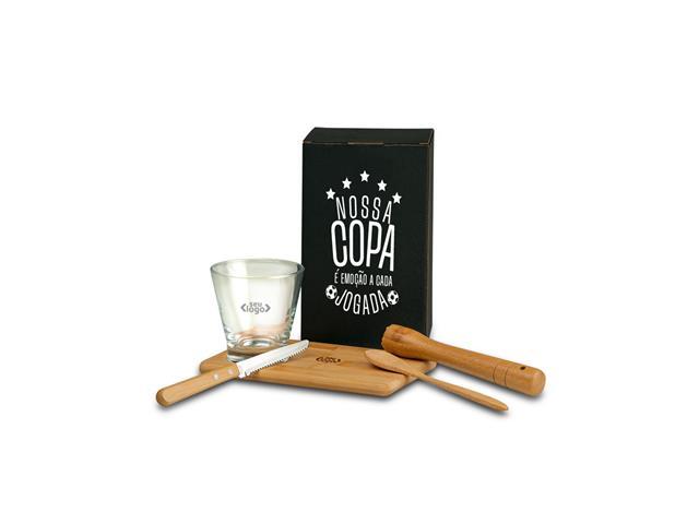Kit para Caipirinha em Bambu com Tábua e Socador 5 Peças - 1
