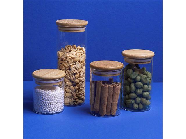 Pote Hermético de Vidro Oikos com Tampa de Bambu Flat 450ML - 2