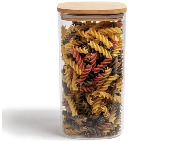 Pote de Mantimentos Quadrado Oikos Flat Tampa Bambu 1,4 Litros - 1