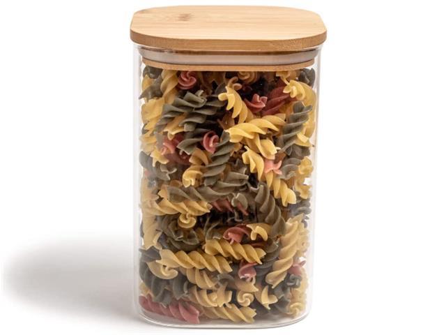 Pote de Mantimentos Quadrado Oikos Flat Tampa Bambu 1,1 Litros - 1
