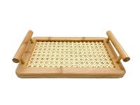 Bandeja Retangular Oikos de Bambu Palhinha com Alças - 1