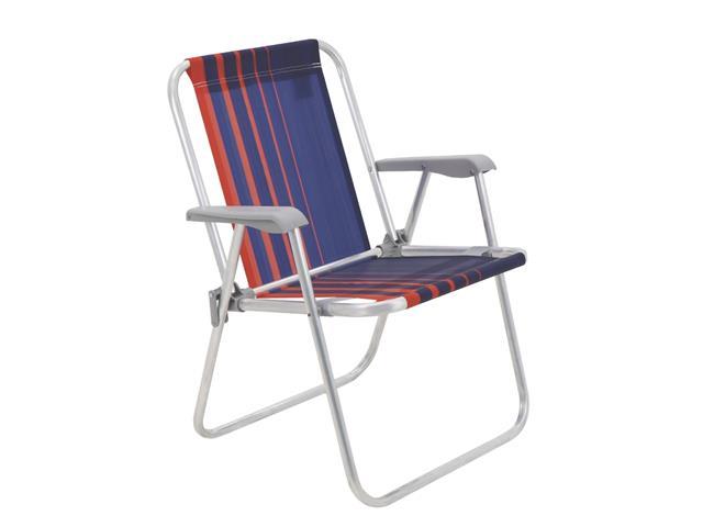 Cadeira de Praia Tramontina Samoa Alta Alumínio Azul Escuro e Laranja - 1