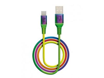 Cabo de Sincronização/Recarga USB Tipo C ELG Rainbow TC10RB 1M
