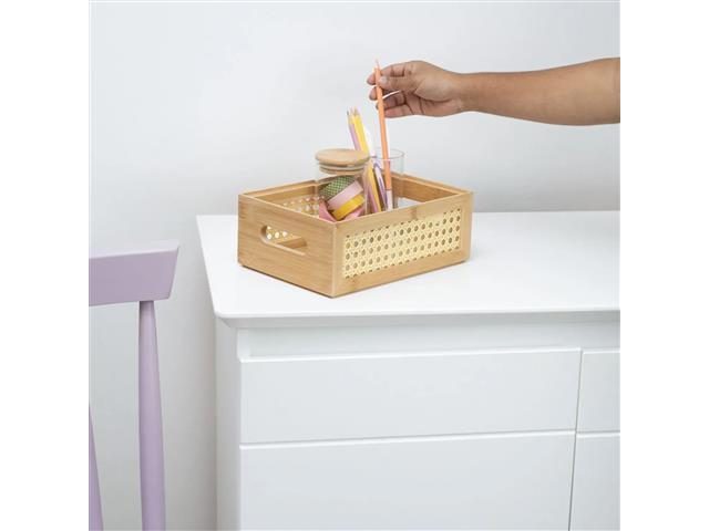Caixa Organizadora Oikos Empilhável de Bambu e Palhinha 22cm - 2