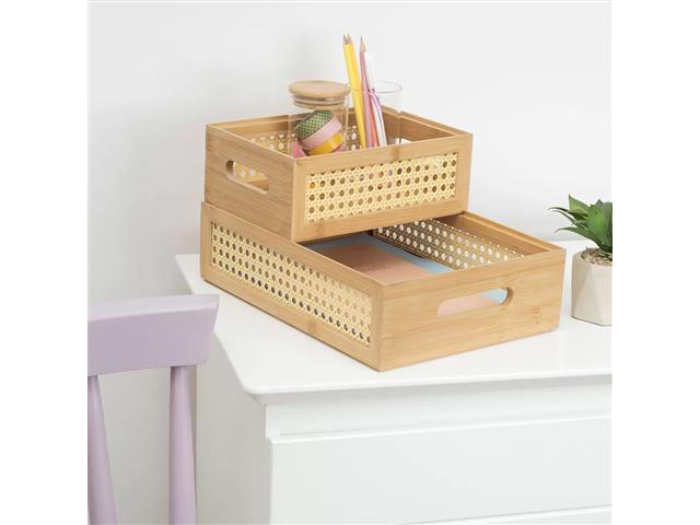 Caixa Organizadora Oikos Empilhável de Bambu e Palhinha 32cm - 2