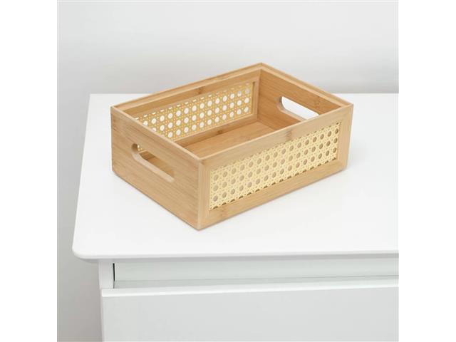 Caixa Organizadora Oikos Empilhável de Bambu e Palhinha 24cm - 3