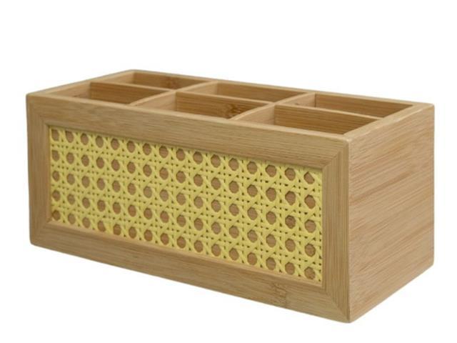Caixa Organizadora Oiko de Bambu e Palhinha 6 Nichos - 1