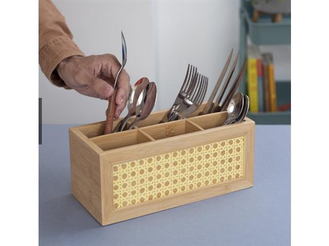 Caixa Organizadora Oiko de Bambu e Palhinha 6 Nichos - 2