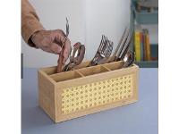 Caixa Organizadora Oiko de Bambu e Palhinha 6 Nichos - 2