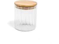 Pote Oikos de Vidro Canelado com Tampa de Bambu 500ml - 1