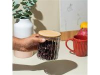 Pote Oikos de Vidro Canelado com Tampa de Bambu 500ml - 3