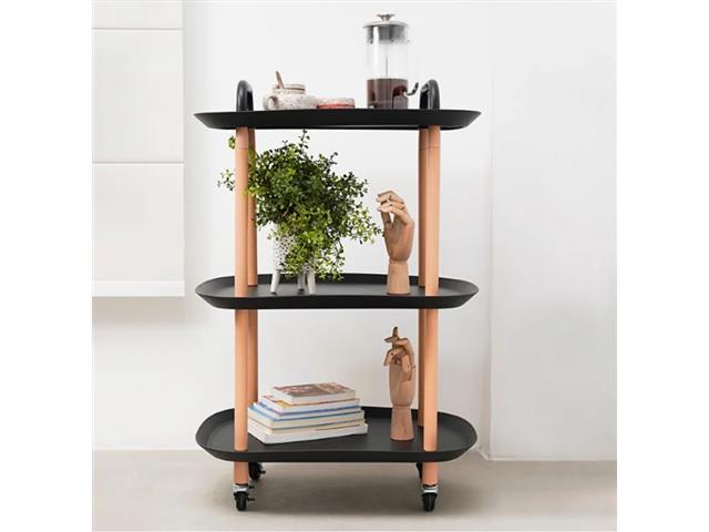 Carrinho Multiuso Oikos 3 Andares Arredondado Preto - 1