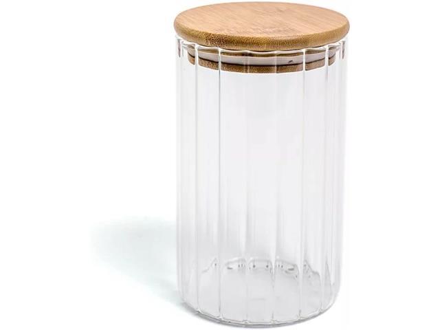 Pote Oikos de Vidro Canelado com Tampa de Bambu 800ml - 1
